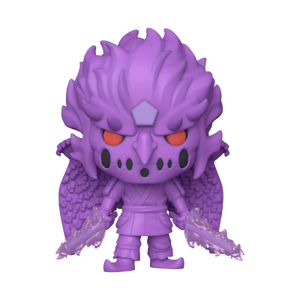 Funko POP! Naruto: Shippuden #1295 Sasuke Complete Susano'o fora da embalagem, mostrando o design detalhado de Sasuke com a armadura espectral e espada, pronto para ser exibido na tua coleção de Funko POPs.