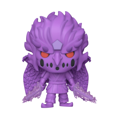 Funko POP! Naruto: Shippuden #1295 Sasuke Complete Susano'o fora da embalagem, mostrando o design detalhado de Sasuke com a armadura espectral e espada, pronto para ser exibido na tua coleção de Funko POPs.