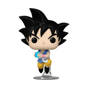 Funko POP! Dragon Ball GT #1634 Goku with Kamehameha fora da embalagem, mostrando Goku em ação, com efeitos detalhados do ataque Kamehameha.