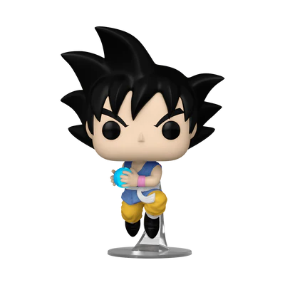 Funko POP! Dragon Ball GT #1634 Goku with Kamehameha fora da embalagem, mostrando Goku em ação, com efeitos detalhados do ataque Kamehameha.
