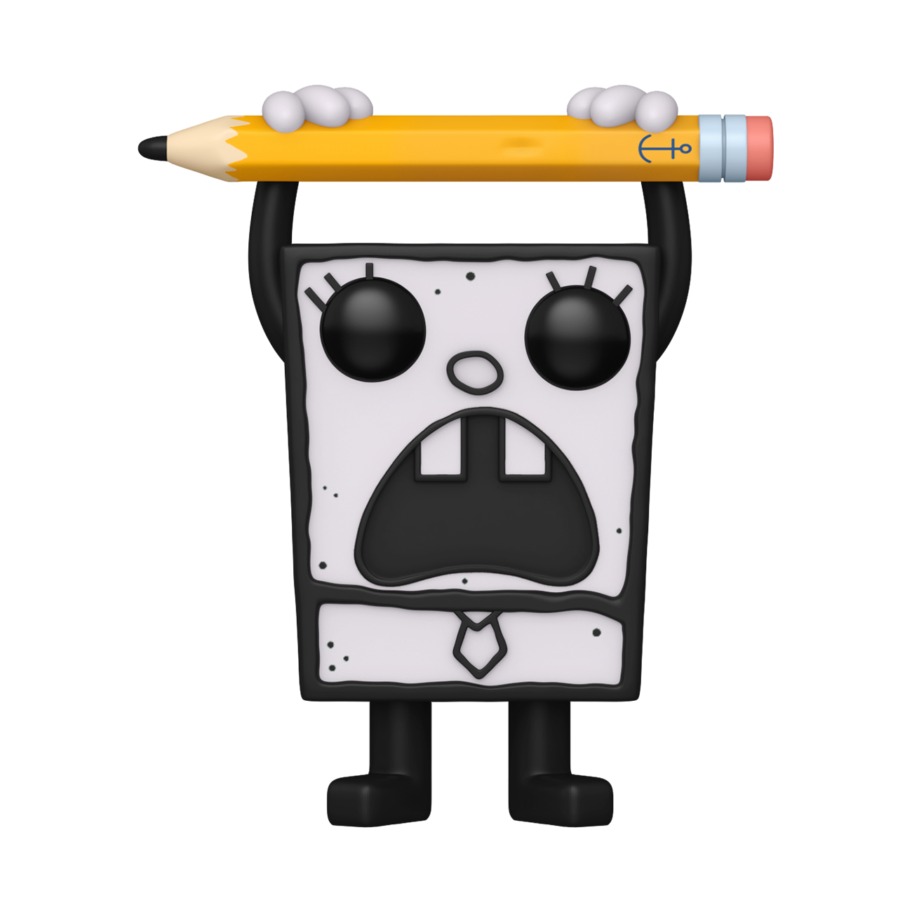 Funko POP! SpongeBob SquarePants #1670 DoodleBob fora da embalagem, mostrando o design detalhado de DoodleBob com corpo branco como papel e contornos grossos, pronto para ser exibido na tua coleção de Funko POPs.