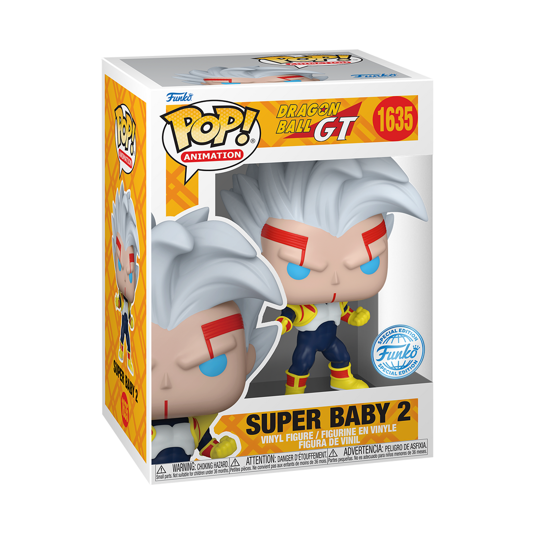 Funko POP! Dragon Ball GT #1635 Super Baby 2 na embalagem original, destacando o logotipo de Dragon Ball GT e os detalhes exclusivos da figura.