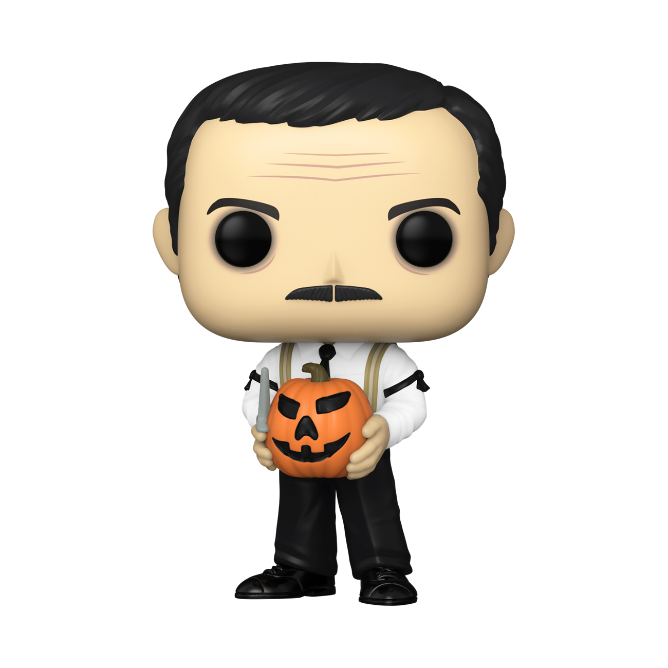 Funko POP! The Addams Family #1548 Gomez Addams fora da embalagem, mostrando o design detalhado de Gomez com traje clássico e abóbora de Halloween, pronto para ser exibido na tua coleção de Funko POPs.