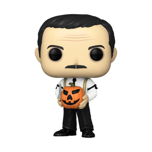 Funko POP! The Addams Family #1548 Gomez Addams fora da embalagem, mostrando o design detalhado de Gomez com traje clássico e abóbora de Halloween, pronto para ser exibido na tua coleção de Funko POPs.