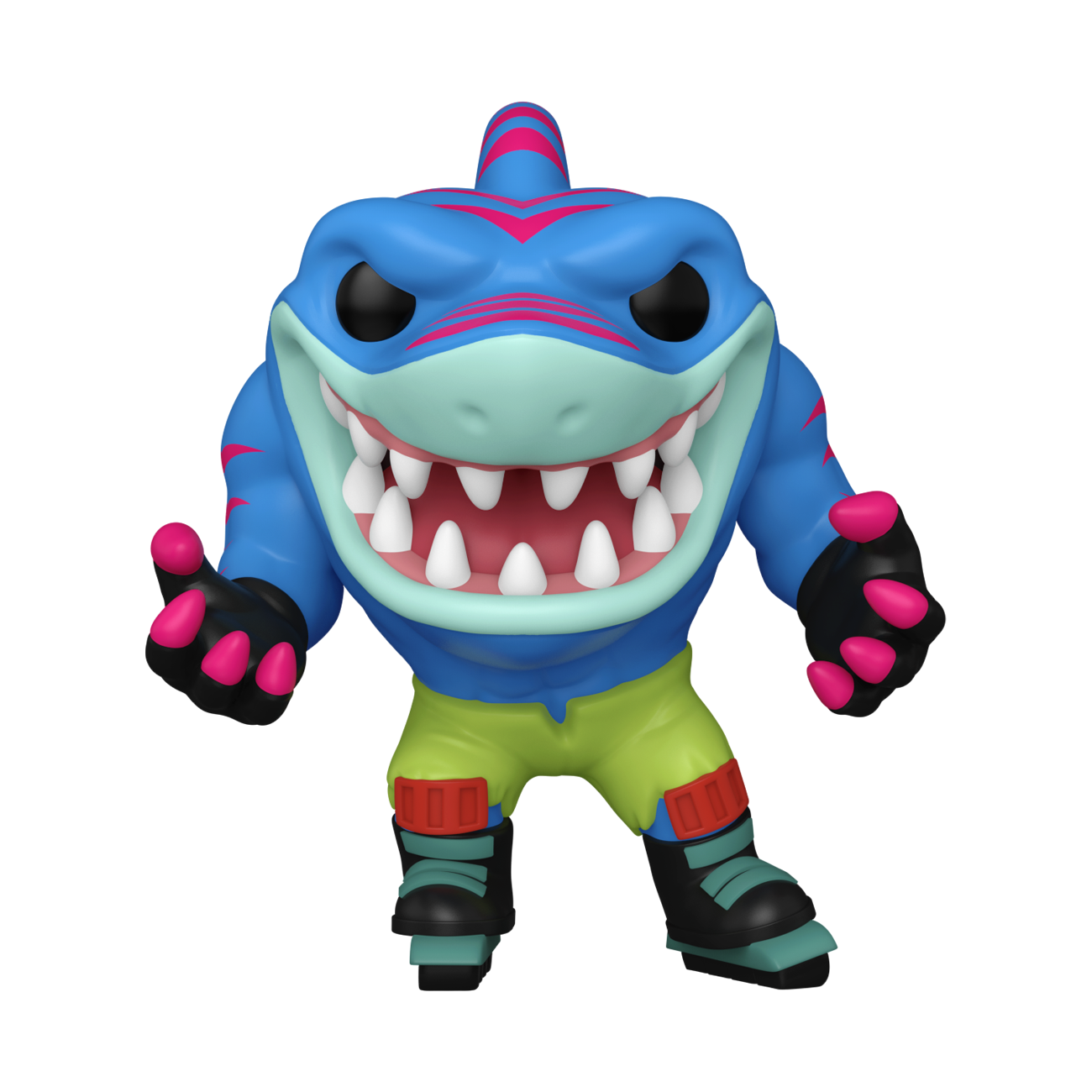 Funko POP! Street Sharks #1615 Streex fora da embalagem, mostrando Streex com seus patins e expressão feroz, pronto para a ação e cheio de detalhes autênticos.