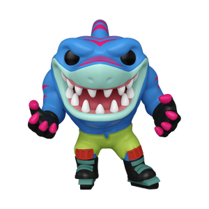 Funko POP! Street Sharks #1615 Streex fora da embalagem, mostrando Streex com seus patins e expressão feroz, pronto para a ação e cheio de detalhes autênticos.