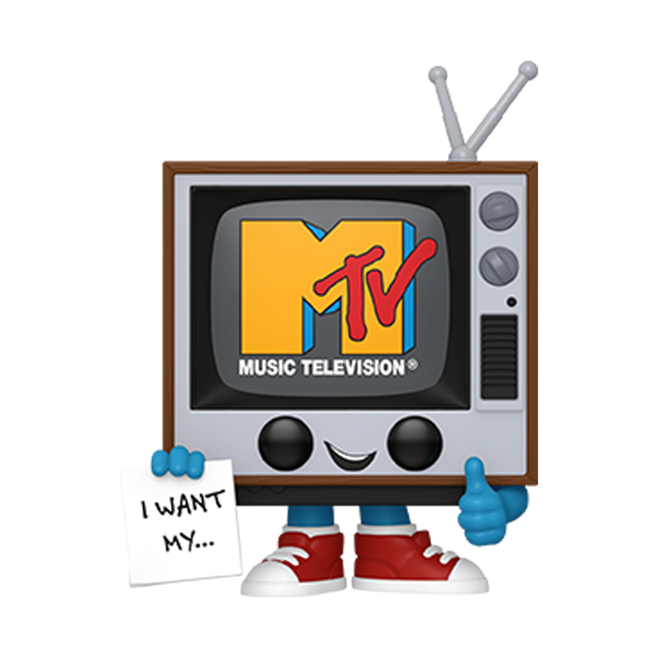 Funko POP! AD Icons #236 Music Television fora da embalagem, mostrando o design clássico da televisão com detalhes autênticos, pronto para ser exibido na tua coleção de Funko POPs.