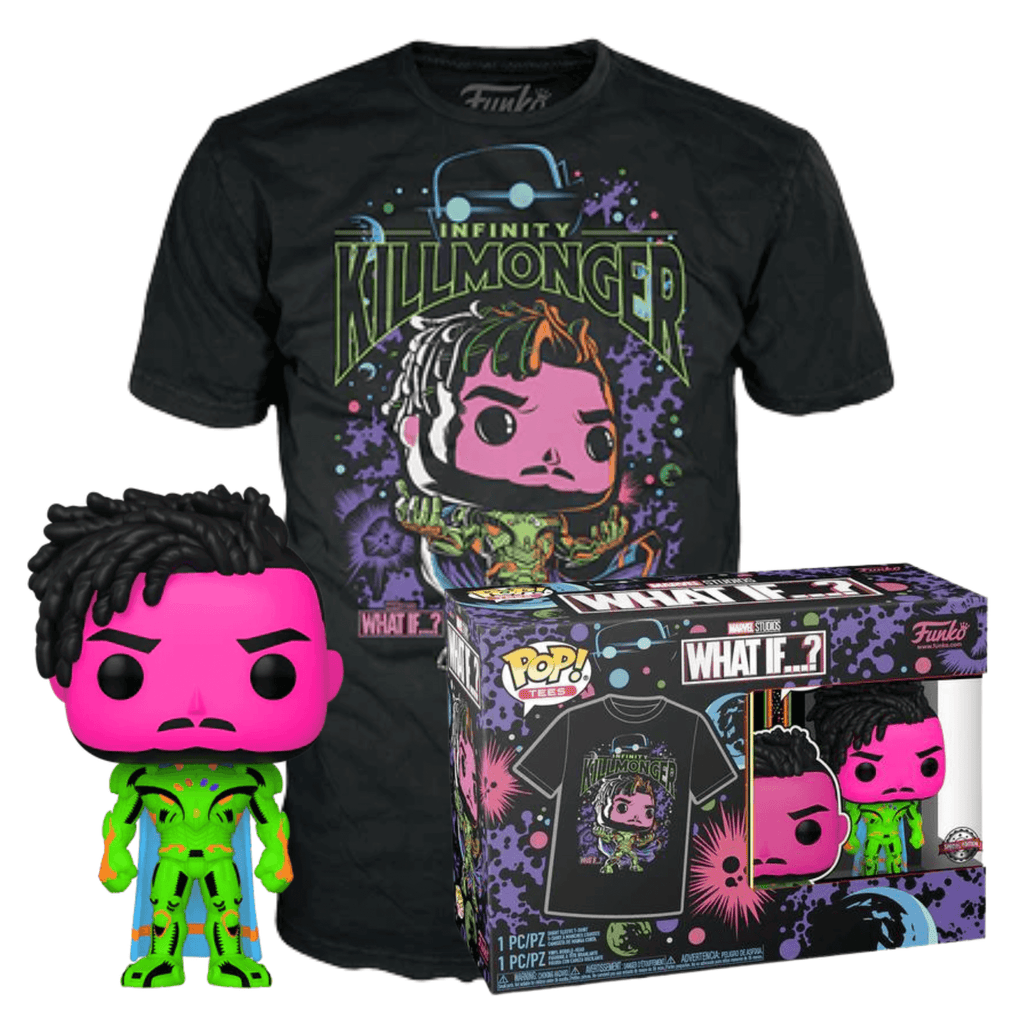 Funko POP! & Tee Marvel What If...? #989 Killmonger Blacklight Exclusivo