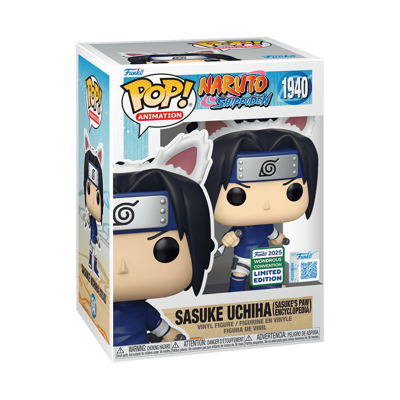 Funko POP! Naruto: Shippuden #1940 Sasuke Uchiha (Sasuke's Paw Encyclopedia) WonderCon 2025 Exclusivo