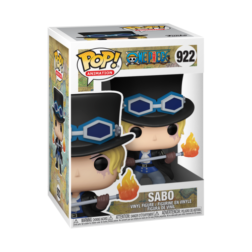 Funko POP! One Piece #922 Sabo dentro da caixa original, com design e embalagem temática de One Piece.