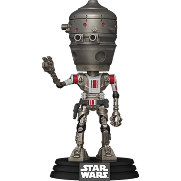 Funko POP! Star Wars: The Mandalorian #718 IG-11 Marshall fora da embalagem, mostrando o design detalhado de IG-11 com armas e armadura de droid, pronto para ser exibido na tua coleção de Funko POPs.