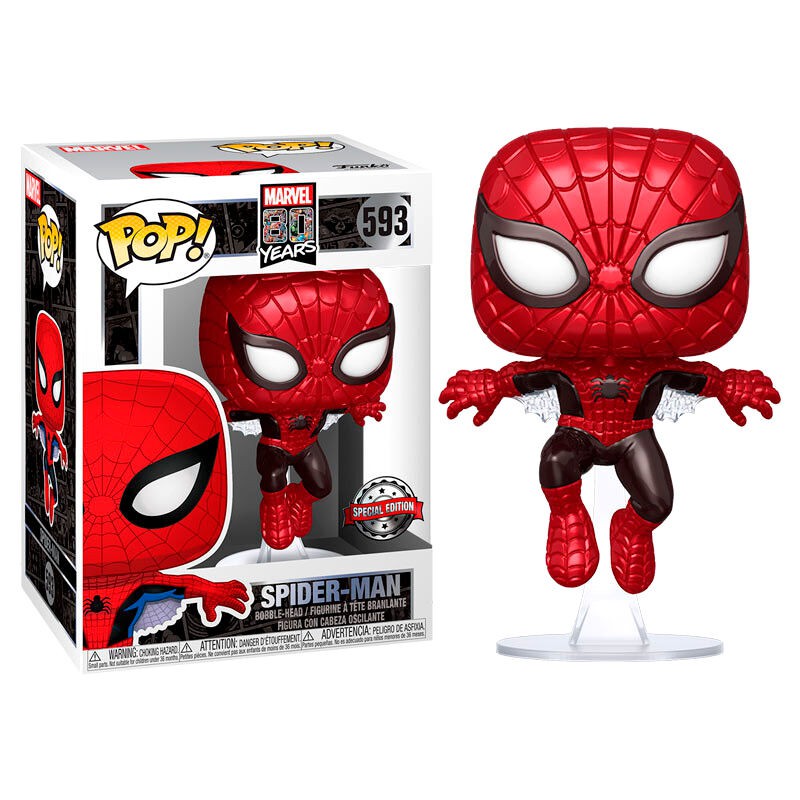 Funko POP! Marvel 80th Anniversary #593 Spider-Man (Metallic) Exclusivo