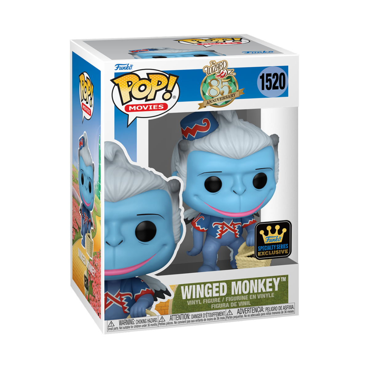 Funko POP! The Wizard of Oz #1520 Winged Monkey Exclusivo dentro da caixa original, destacando o design e a embalagem de edição especial.