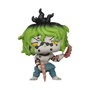 Funko POP! Demon Slayer #1751 Gyutaro fora da caixa, mostrando os detalhes realistas de Gyutaro, com uma expressão intensa e aparência característica