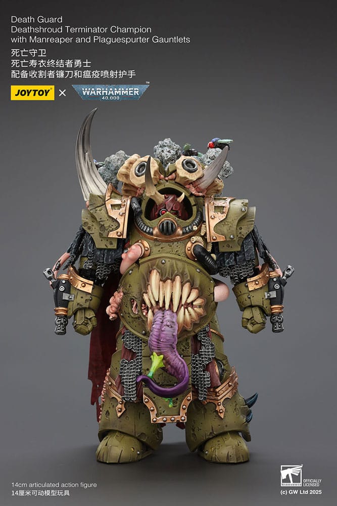 Warhammer 40k Action Figure 1/18 Death Guard Deathshroud Terminator Championwith Manreaper and Plaguespurter Gauntlets 14 cm
